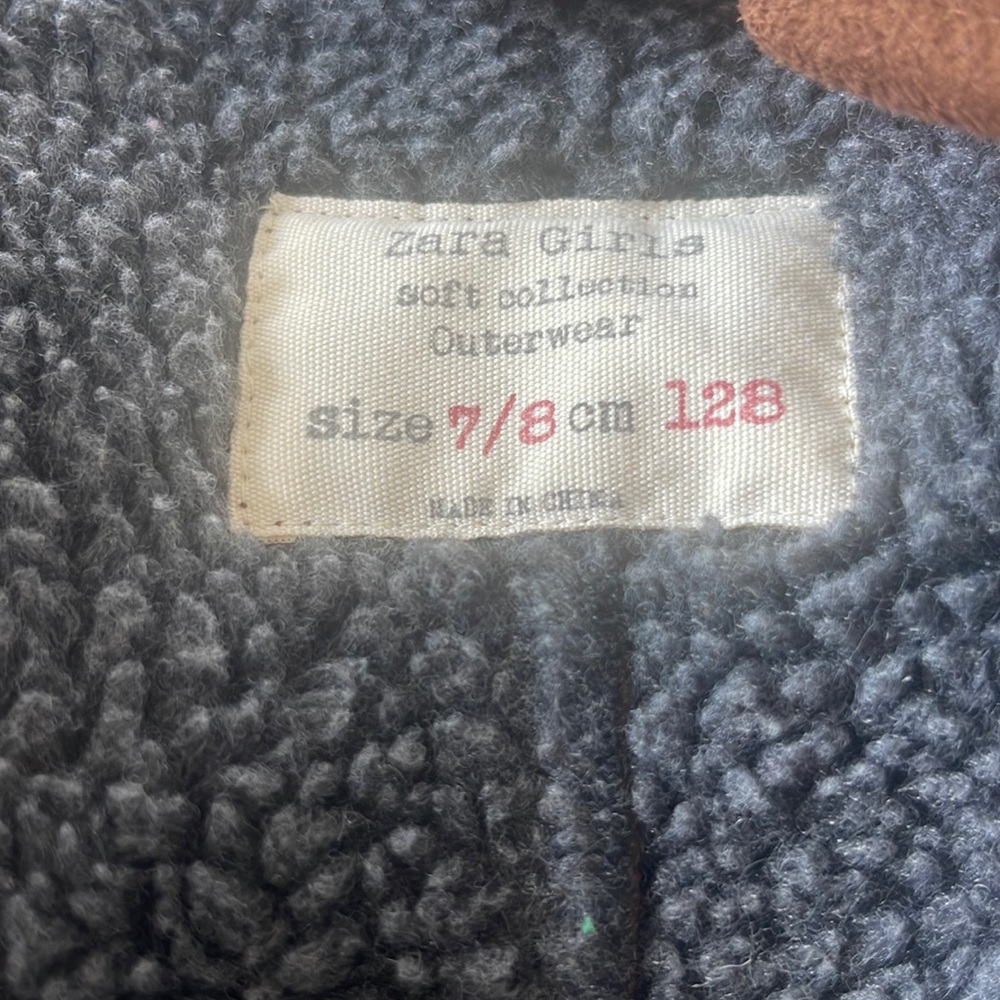 Zara Brown Sherpa Coat Jacket Size 7/8 Girls - Picture 8 of 8